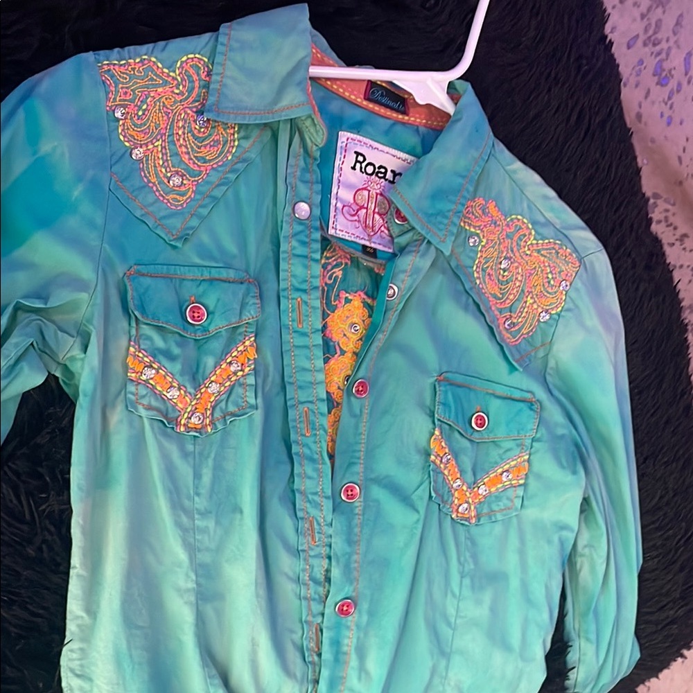 Roar Kids Green Embroidered Shirt